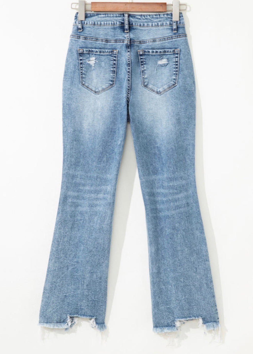 Raw Hem Ripped Flare Jeans