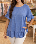 Blue Ruffled Plus Size Blouse February.