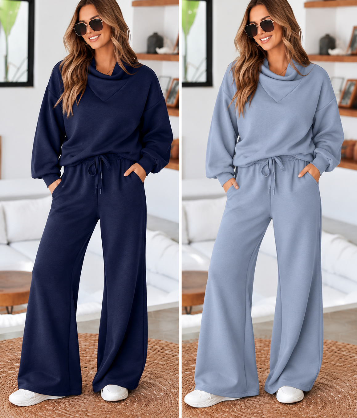 Cowl Neck Pullover Set