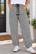 Black Stripe Casual Pants
