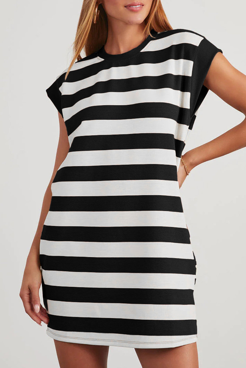 Black Stripe Shirt Dress March.