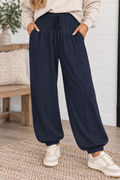 Blue Elastic Drawstring Pants