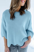 Blue Scalloped Sweater Top RTS