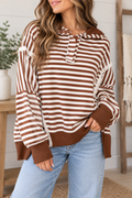 Brown Trim Raw Seam Sweatshirt