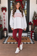 Grey MERRY Embroidered Sweatshirt