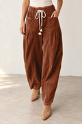 Chestnut Corduroy Drawstring Pants RTS