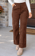 Coffee Elastic Corduroy Pants