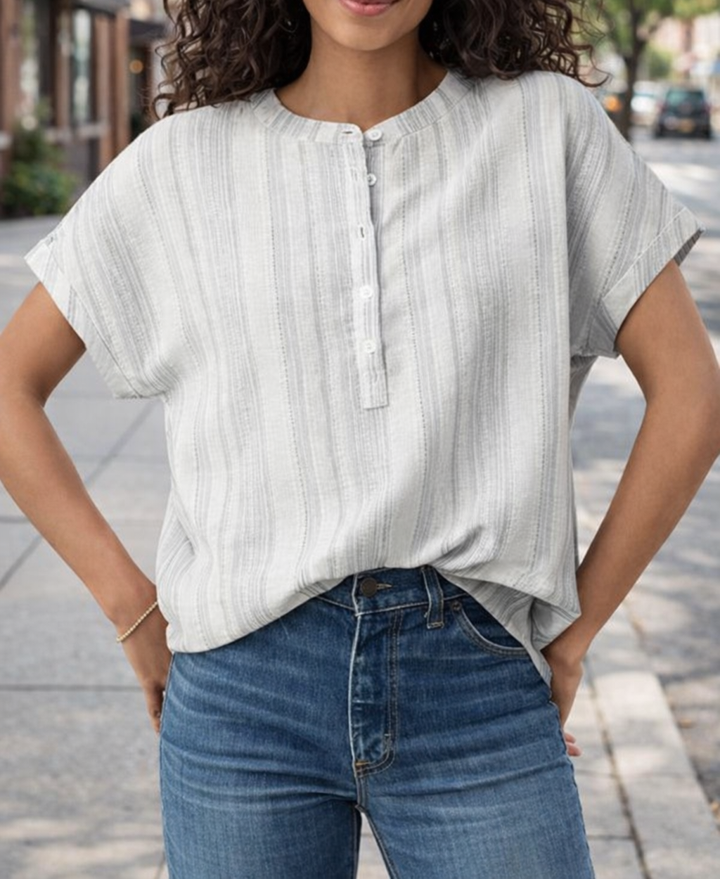 Gray Breathable Button Top March.
