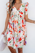 Pink Floral Ruffle Mini Dress February.