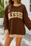 Polka Dot Trim Blessed Sweatshirt