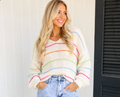 White Colorful Stripe Baggy Sweater RTS
