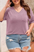 Textured V Neck Plus Shirt February.