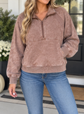 Vintage Half Zip Ribbed Sweatshirt