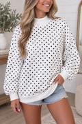 White Casual Polka Dot Sweatshirt
