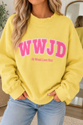 Yellow WWJD Embroidered Sweatshirt