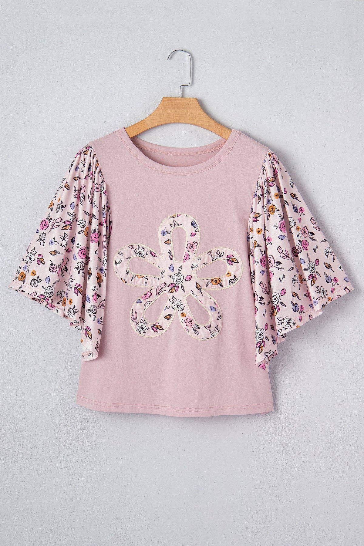 Pink Contrast Floral Blouse