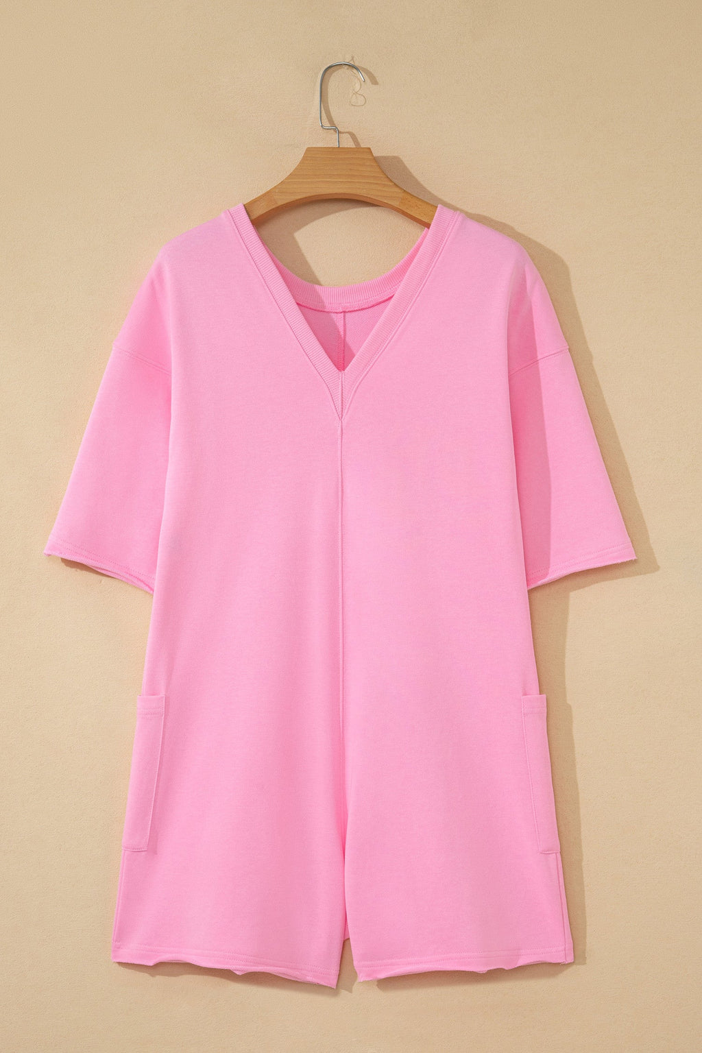 Pink Raw Edge Loose Romper RTS
