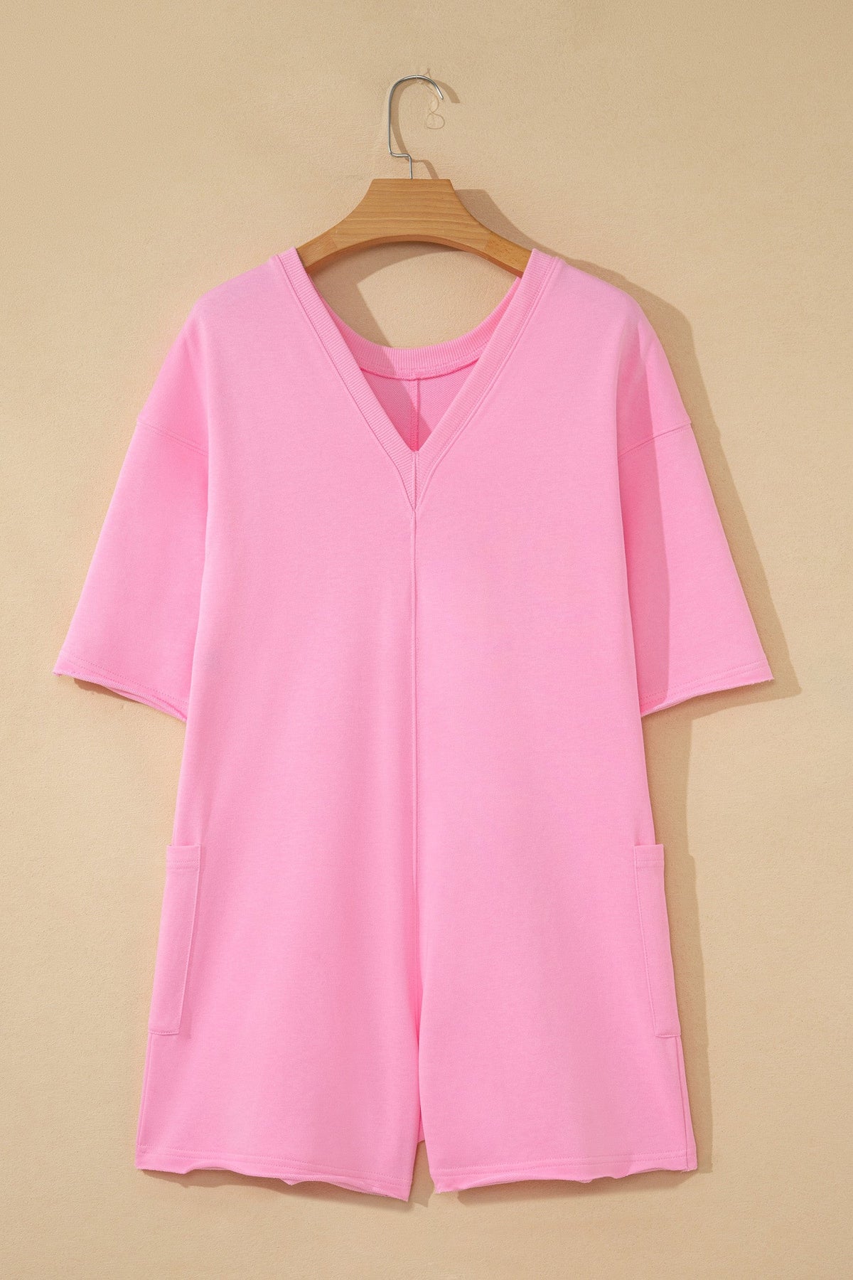 Pink Raw Edge Loose Romper RTS