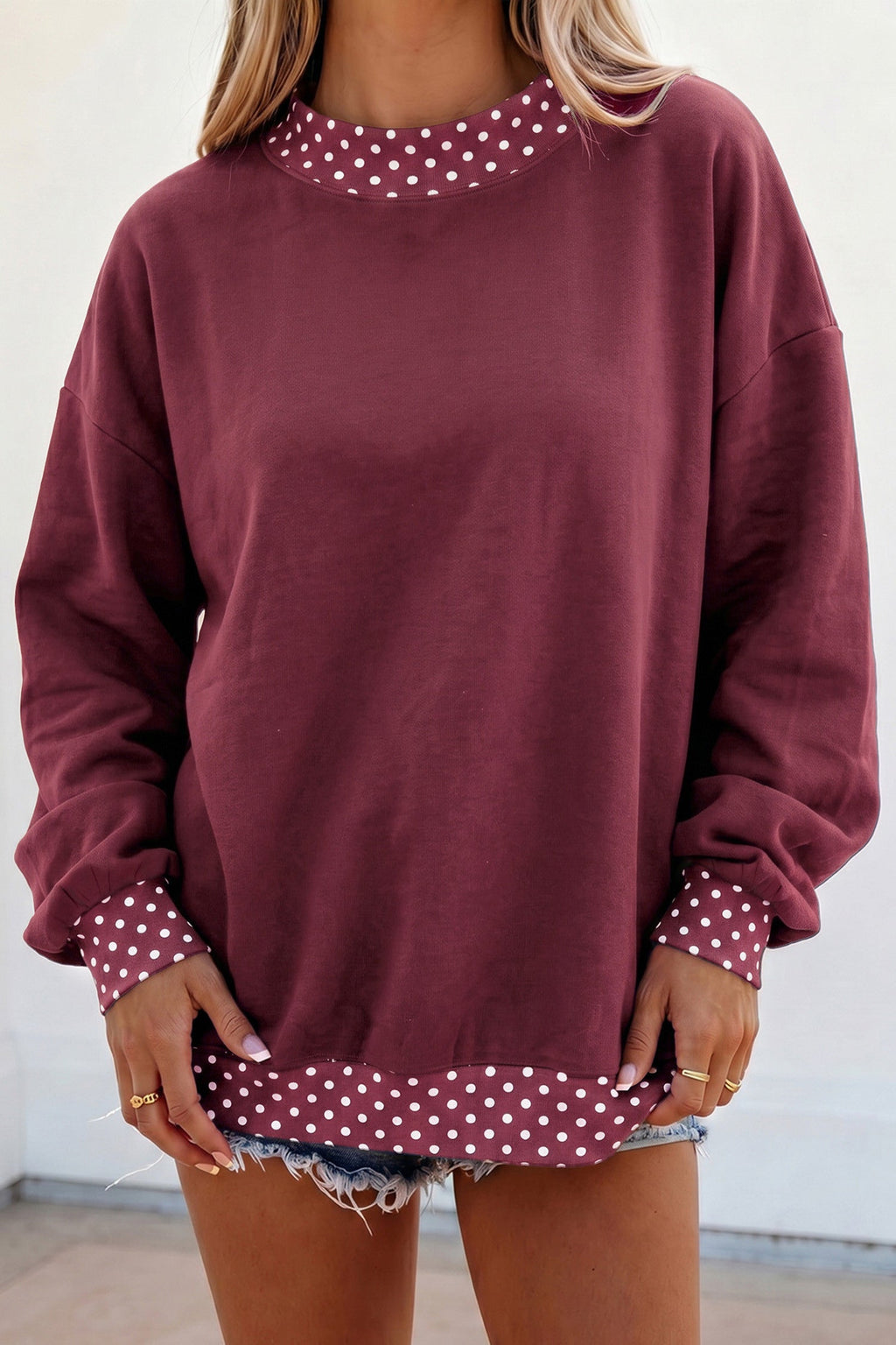 Polka Dot Trim Sweatshirt RTS